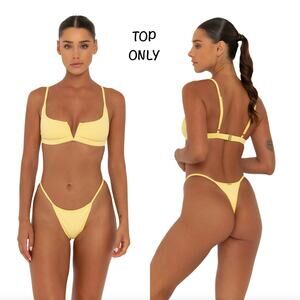 FAE Swim Gypsy V-Wire Bralette Bikini Top - Buttercup Yellow - Sz S NWT